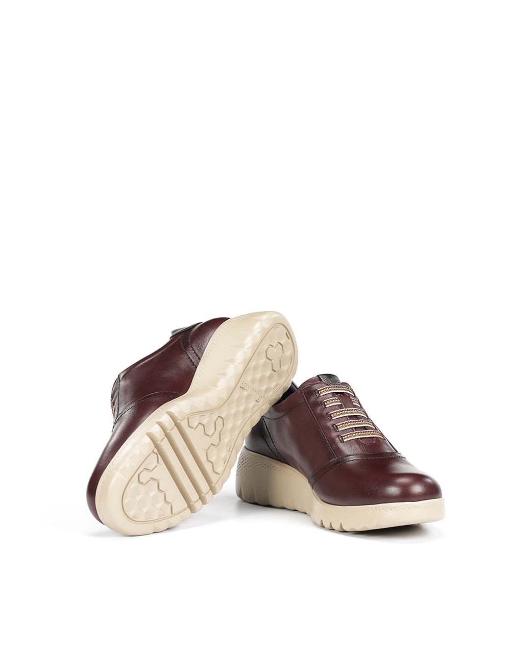 Zapatos de cordones de mujer fabricados en piel - Fluchos - Rojo Rojo-4