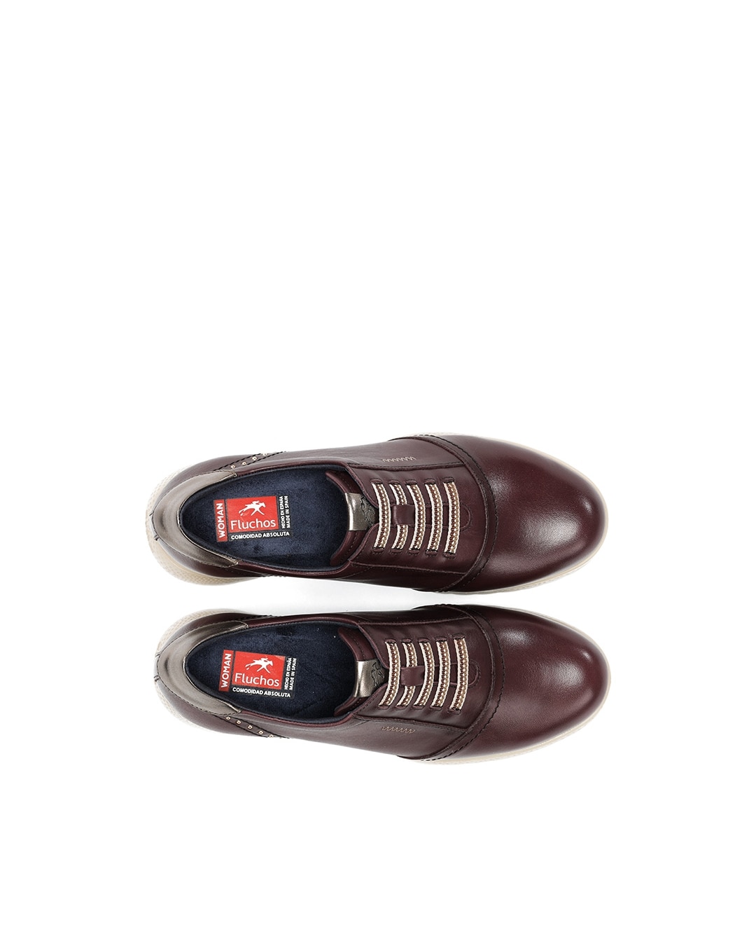 Zapatos de cordones de mujer fabricados en piel - Fluchos - Rojo Rojo-5