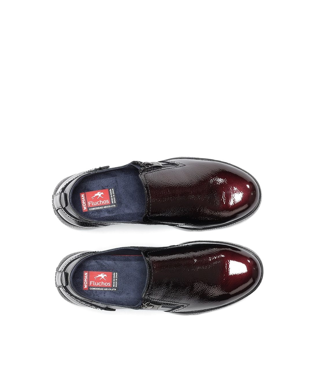 Mocasines de mujer fabricados en charol - Fluchos - Burdeos Burdeos-5