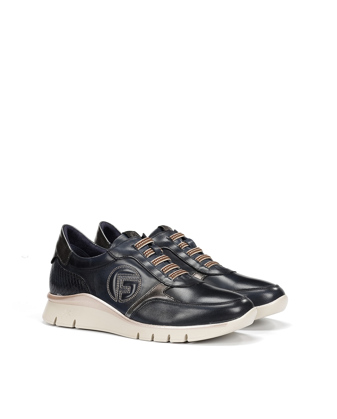 Zapatos de cordones de mujer fabricados en piel - Fluchos - Azul Azul-3