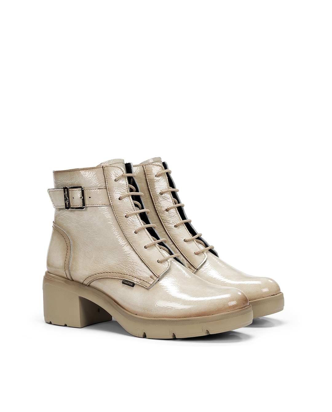 Botines de mujer fabricados en charol - Fluchos - Beige Beige-3