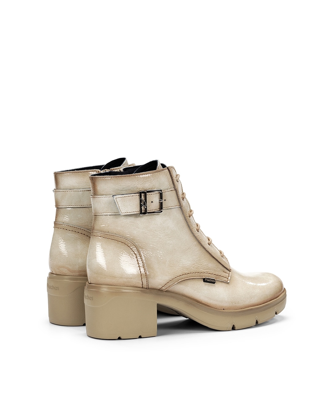 Botines de mujer fabricados en charol - Fluchos - Beige Beige-2
