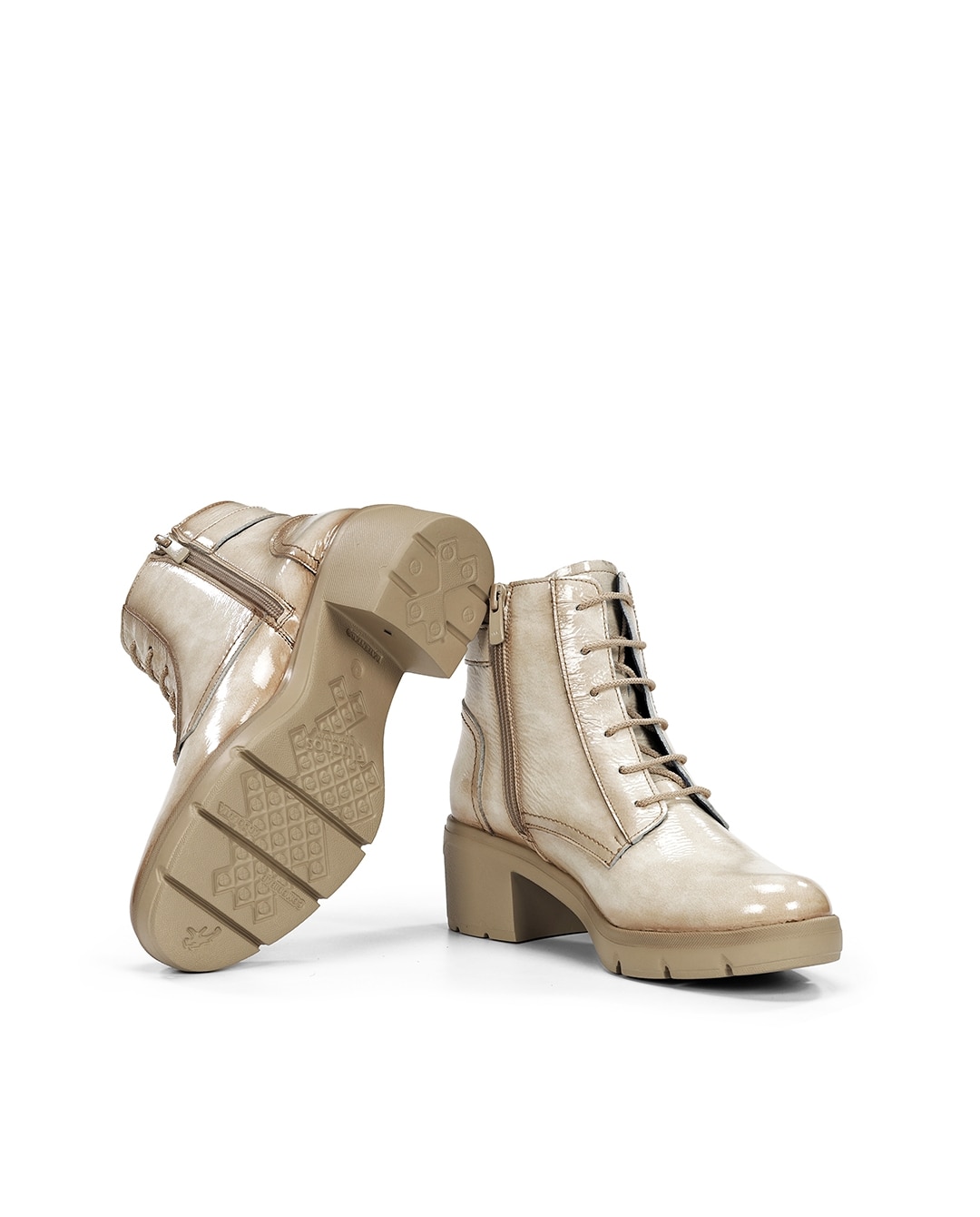 Botines de mujer fabricados en charol - Fluchos - Beige Beige-4