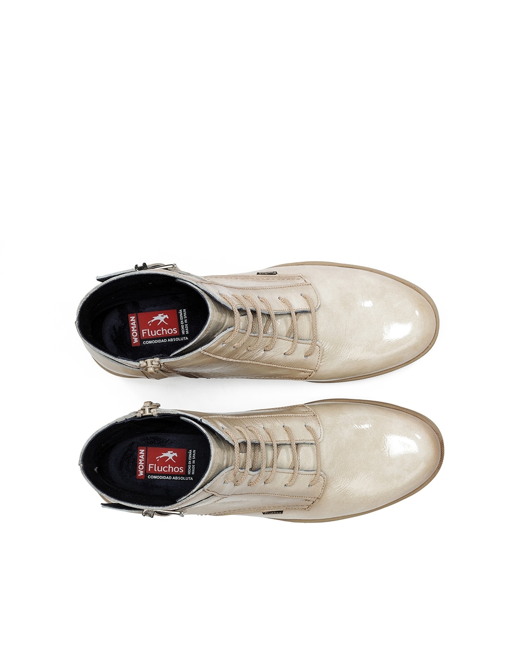 Botines de mujer fabricados en charol - Fluchos - Beige Beige-5