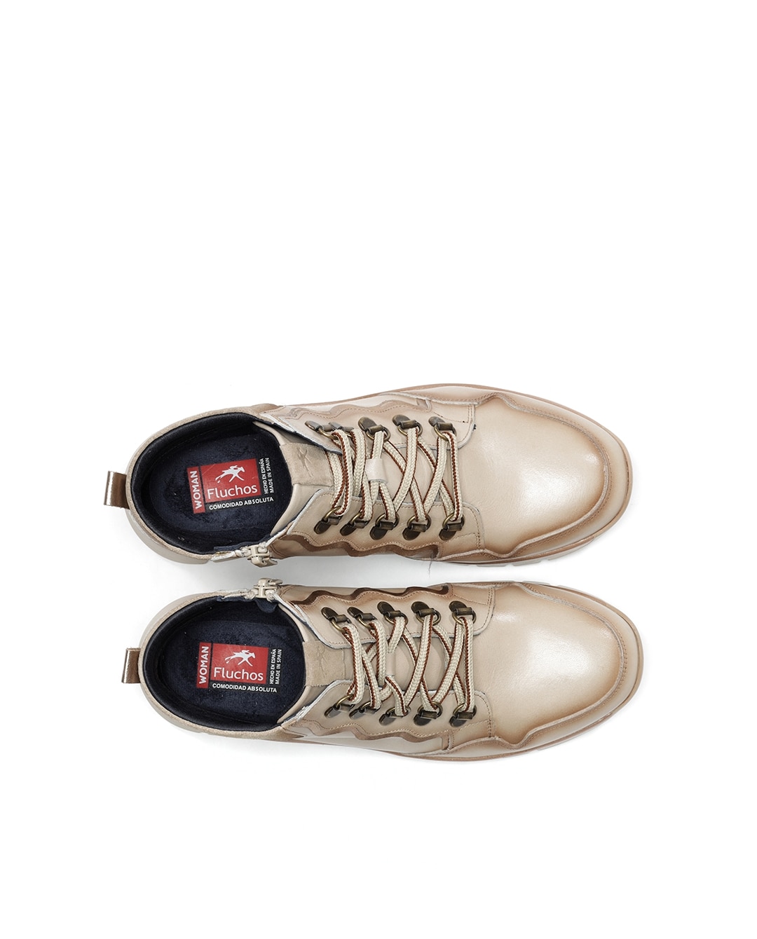 Zapatos de cordones de mujer fabricados en piel - Fluchos - Blanco Blanco-5