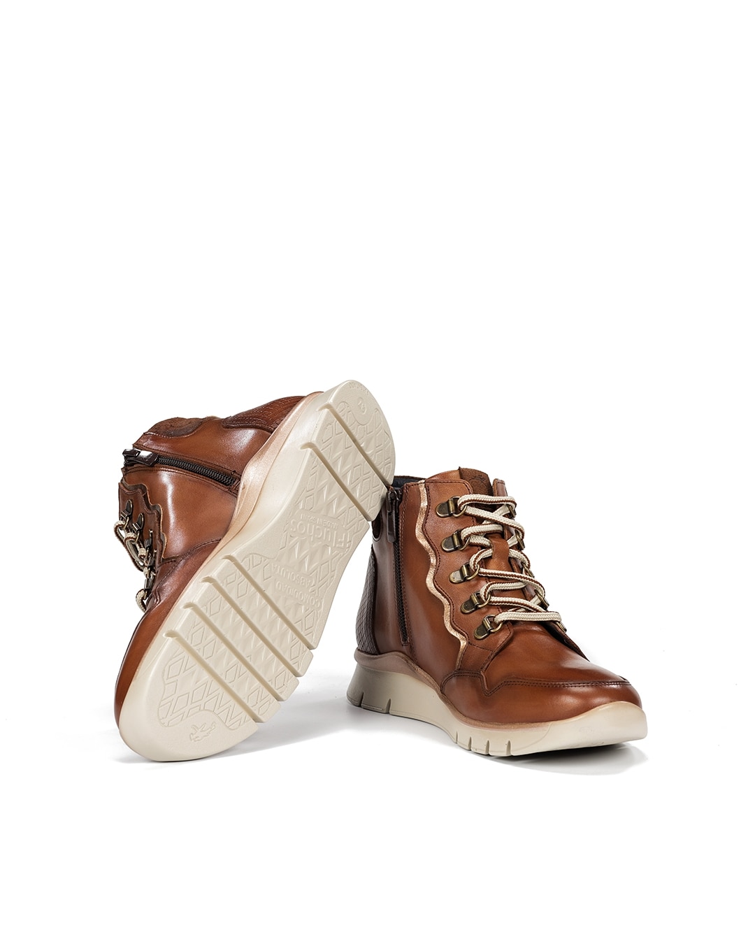 Zapatos de cordones de mujer fabricados en piel - Fluchos - Marrón Marrón-4