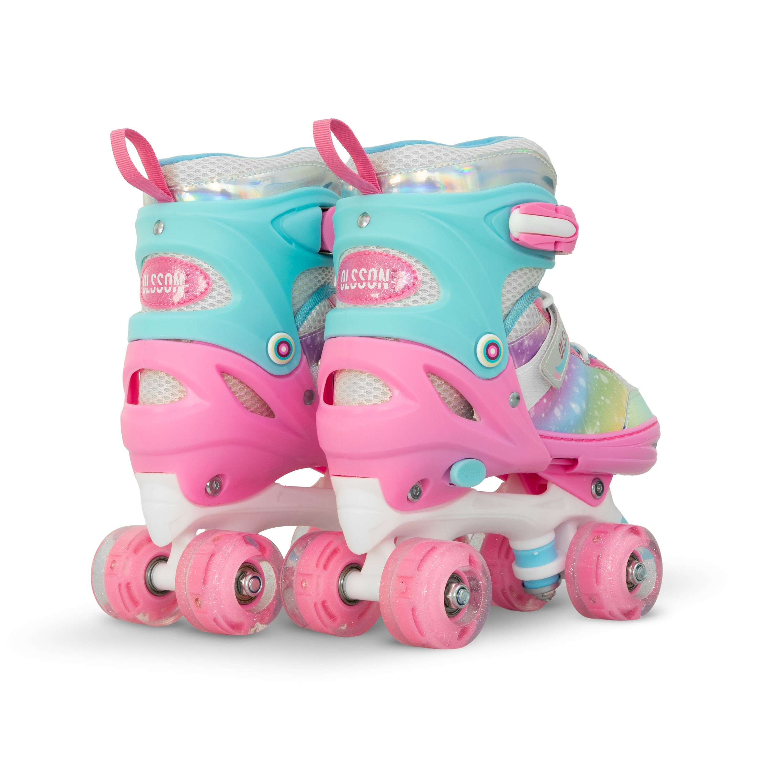 Patines 4 ruedas luz Blossom Olsson talla ajustable - Rosa Rosa-5