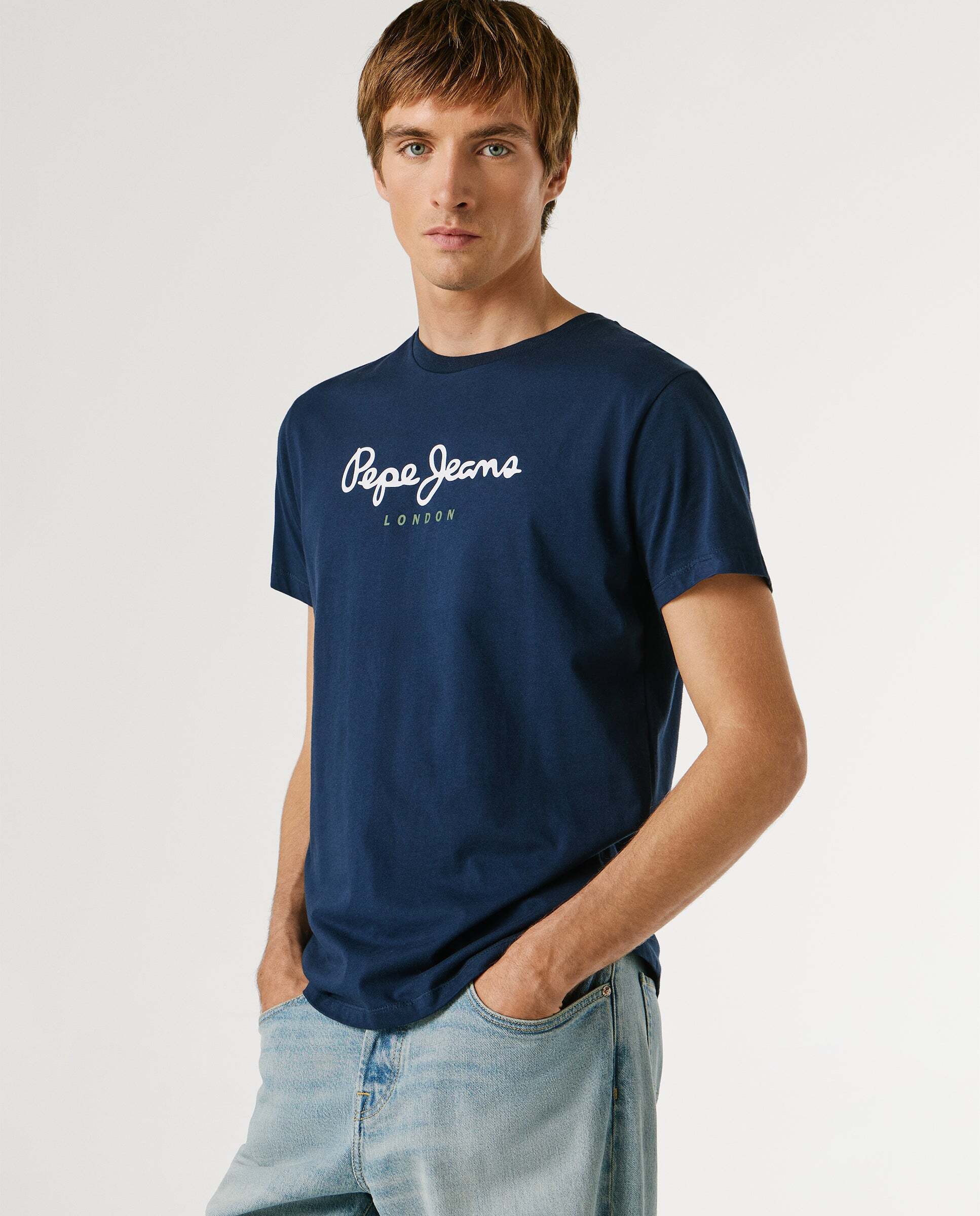 Camiseta de hombre logo estampado fit regular - Pepe Jeans - Azul Azul-5