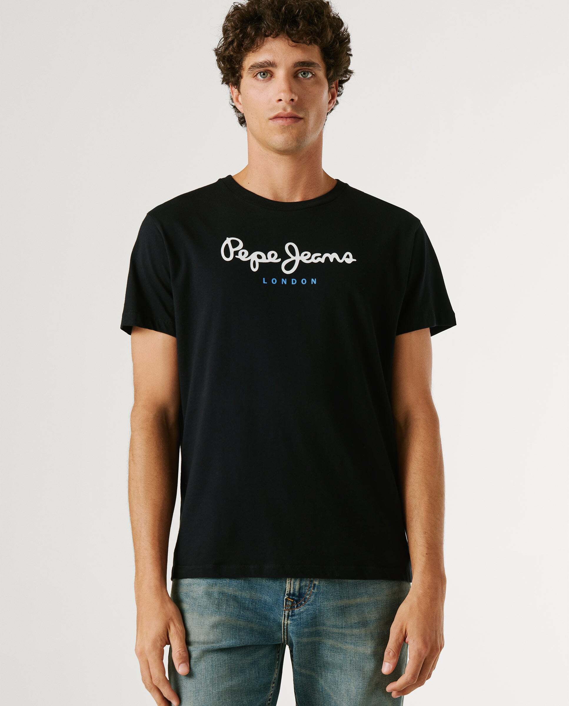 Camiseta de hombre logo estampado fit regular - Pepe Jeans - Negro Negro-1