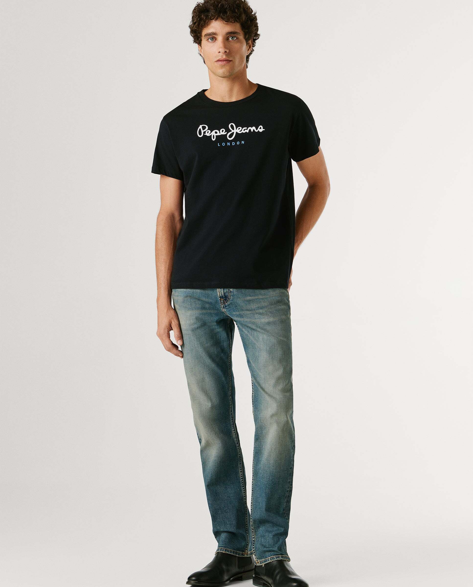 Camiseta de hombre logo estampado fit regular - Pepe Jeans - Negro Negro-2