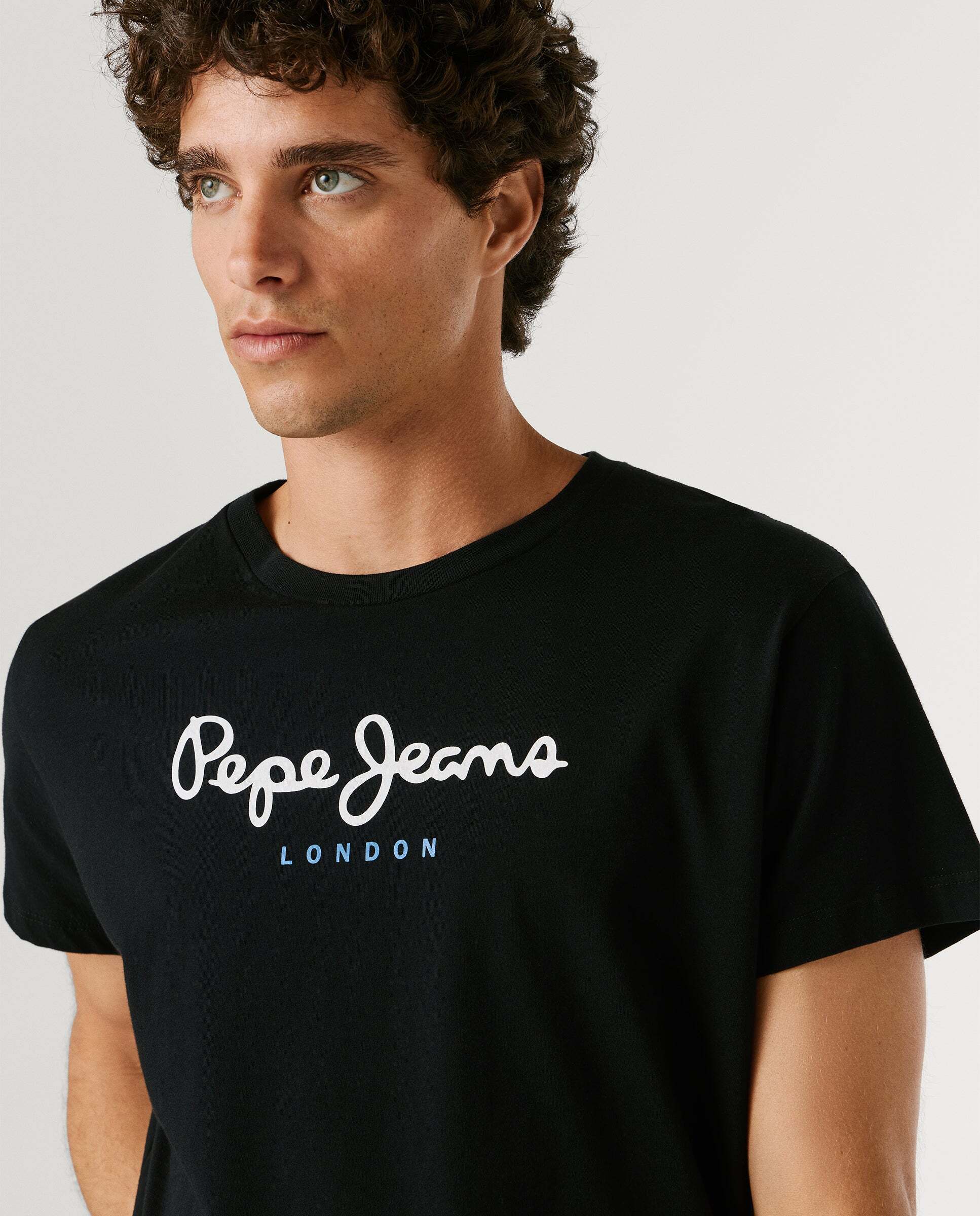 Camiseta de hombre logo estampado fit regular - Pepe Jeans - Negro Negro-4