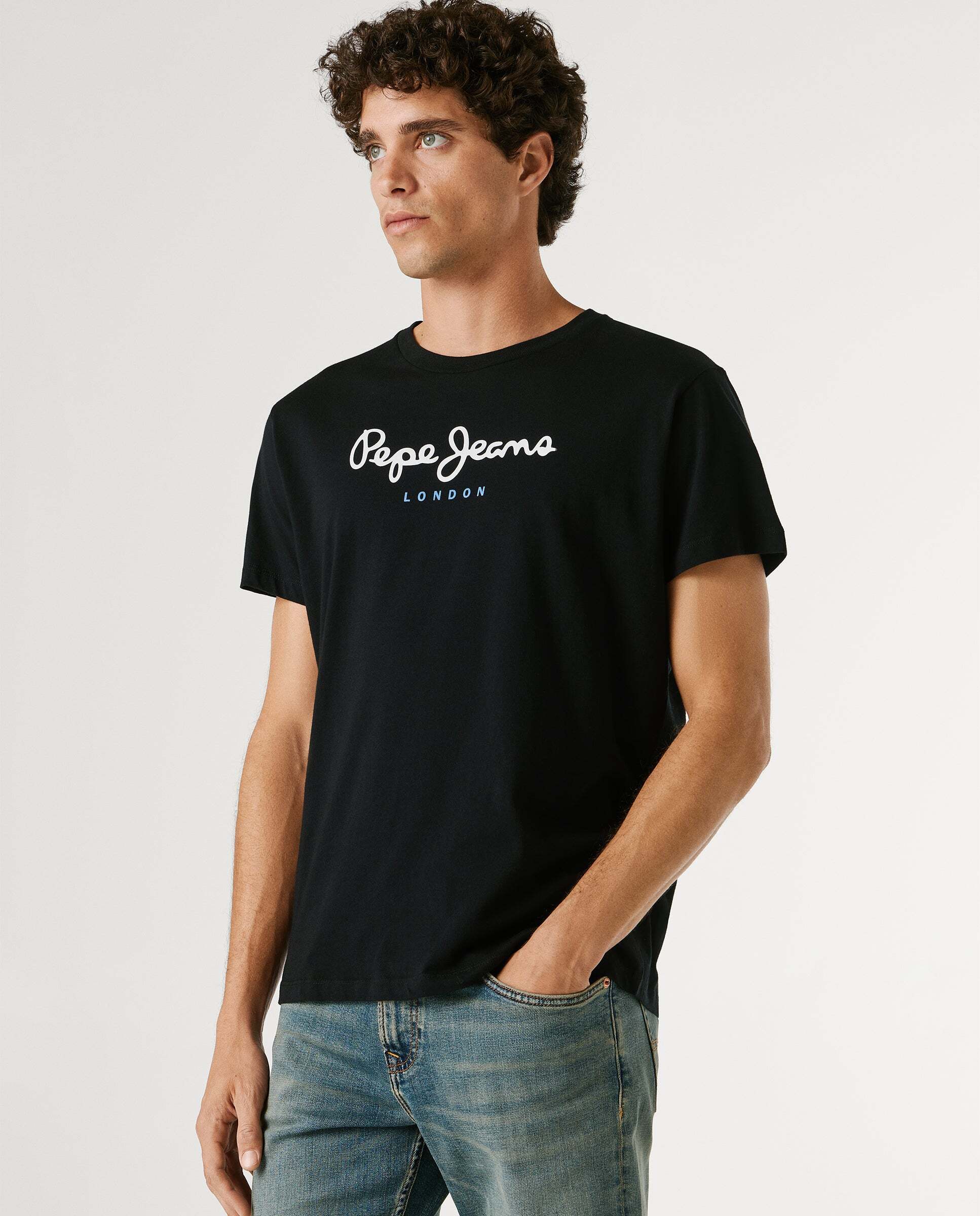 Camiseta de hombre logo estampado fit regular - Pepe Jeans - Negro Negro-5