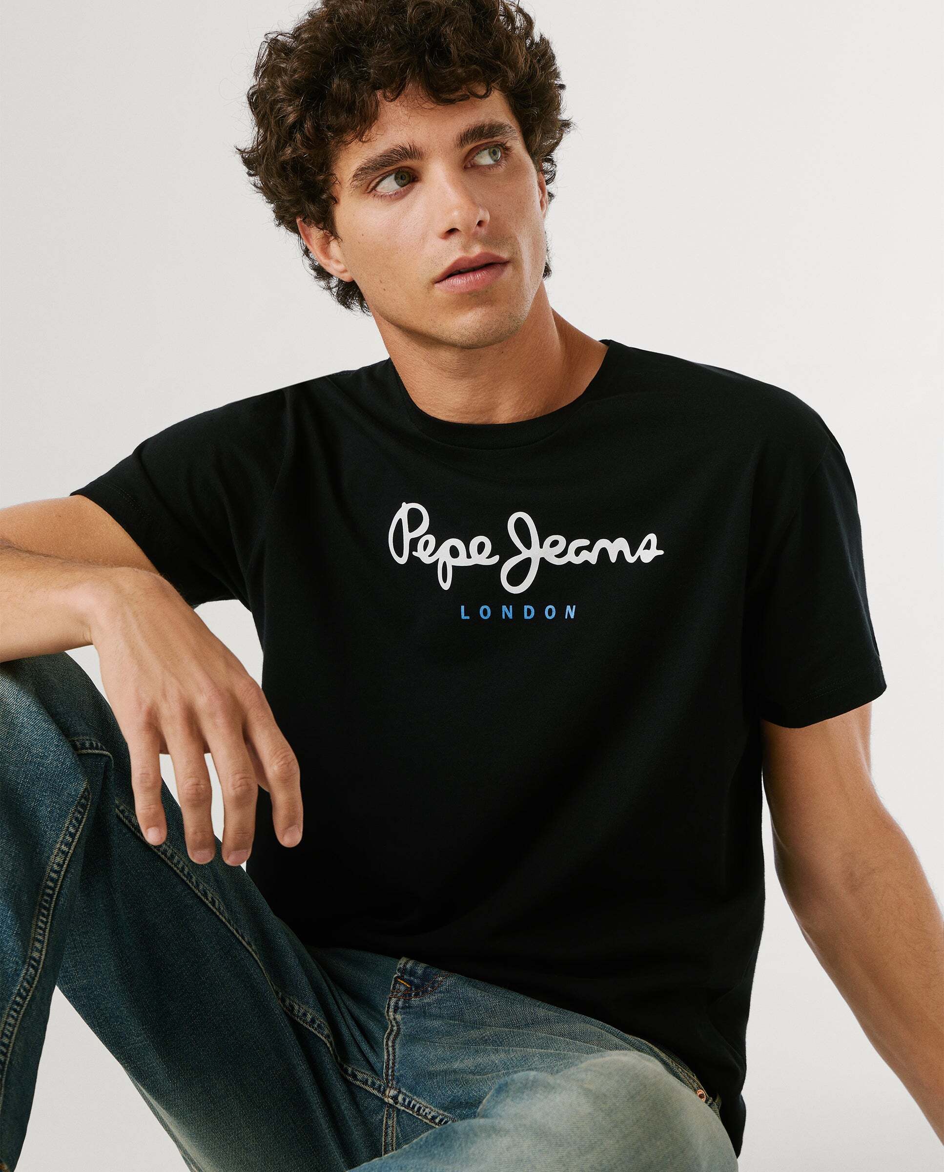 Camiseta de hombre logo estampado fit regular - Pepe Jeans - Negro Negro-6
