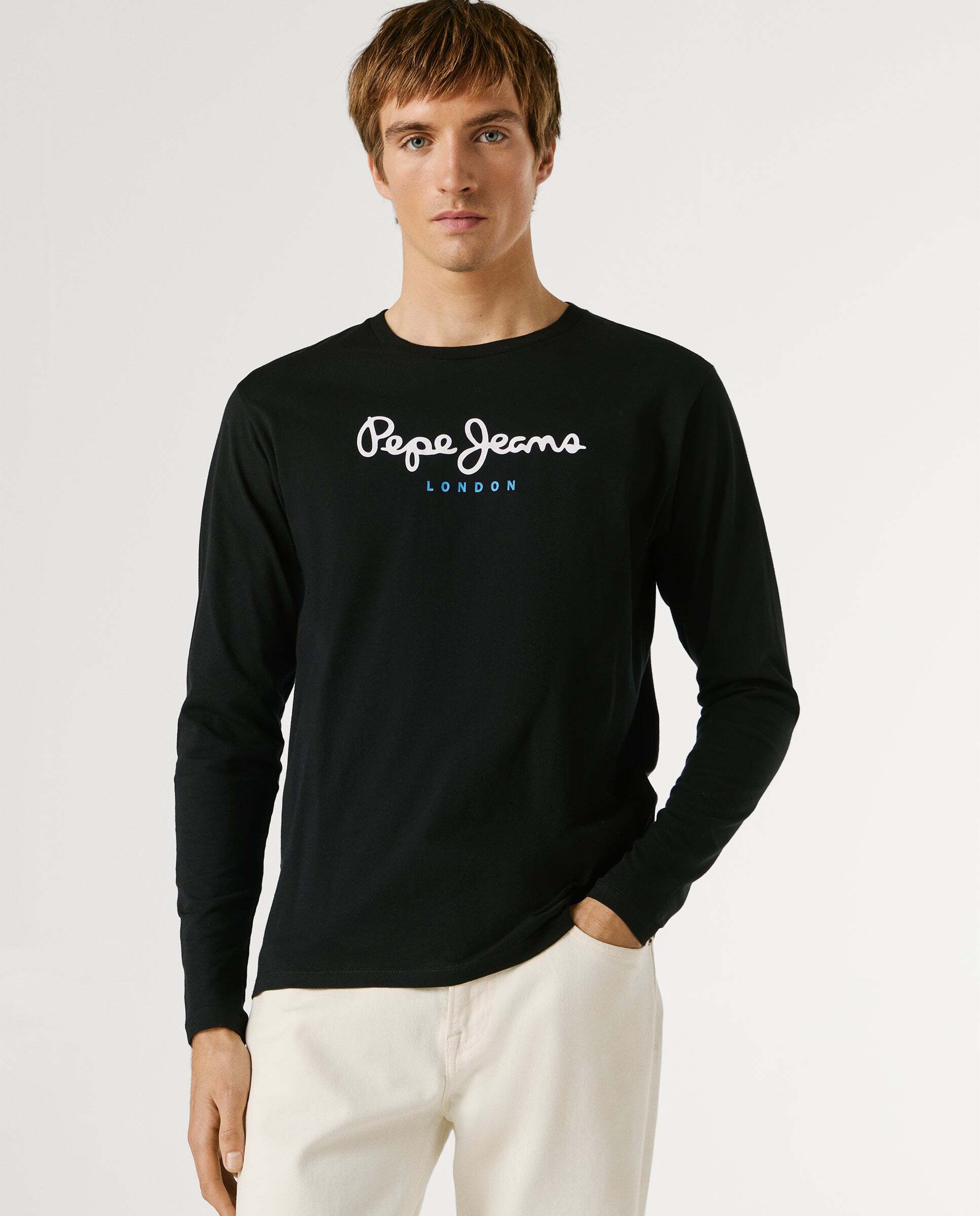 Camiseta de hombre manga larga fit regular - Pepe Jeans - Negro Negro-1
