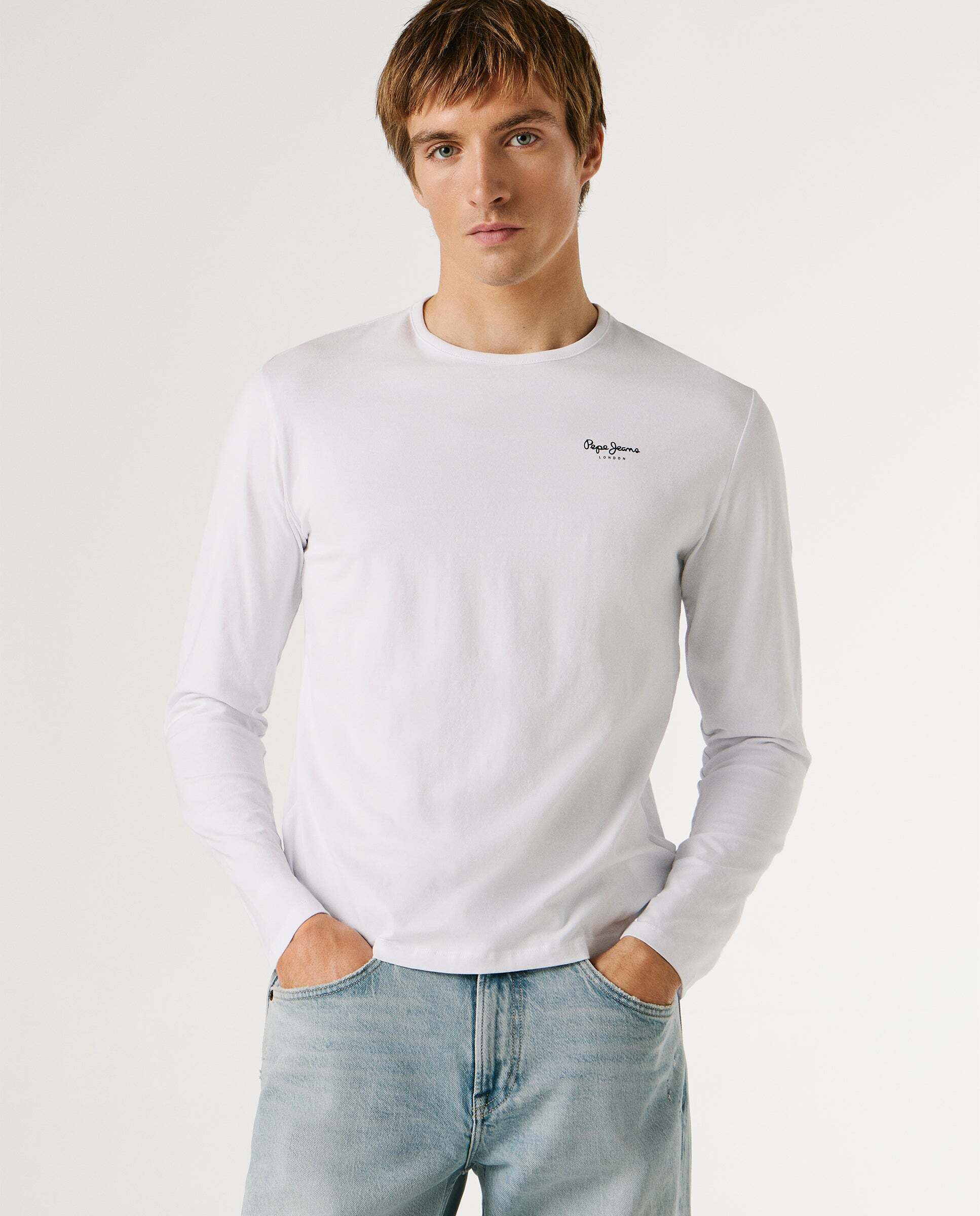 Imagen 0 de Camiseta de hombre manga larga fit slim Blanco
