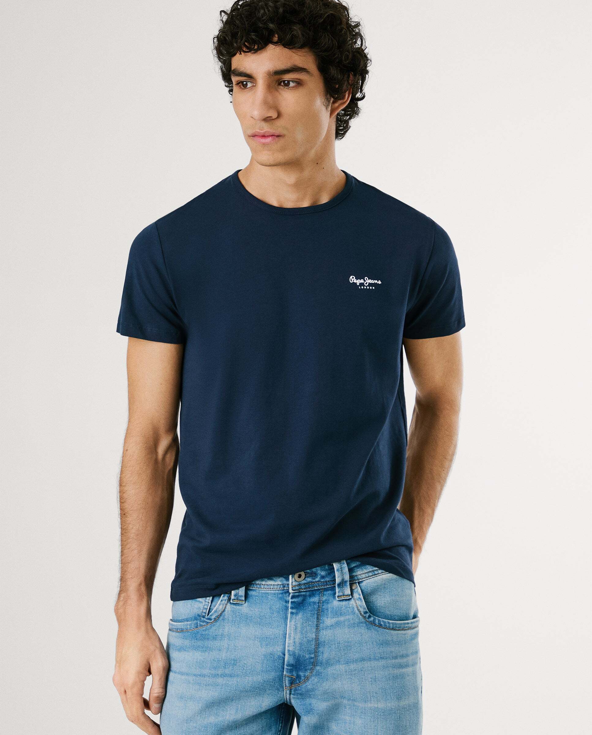 Camiseta de hombre ajustada con logotipo - Pepe Jeans - Azul marino Azul marino-1