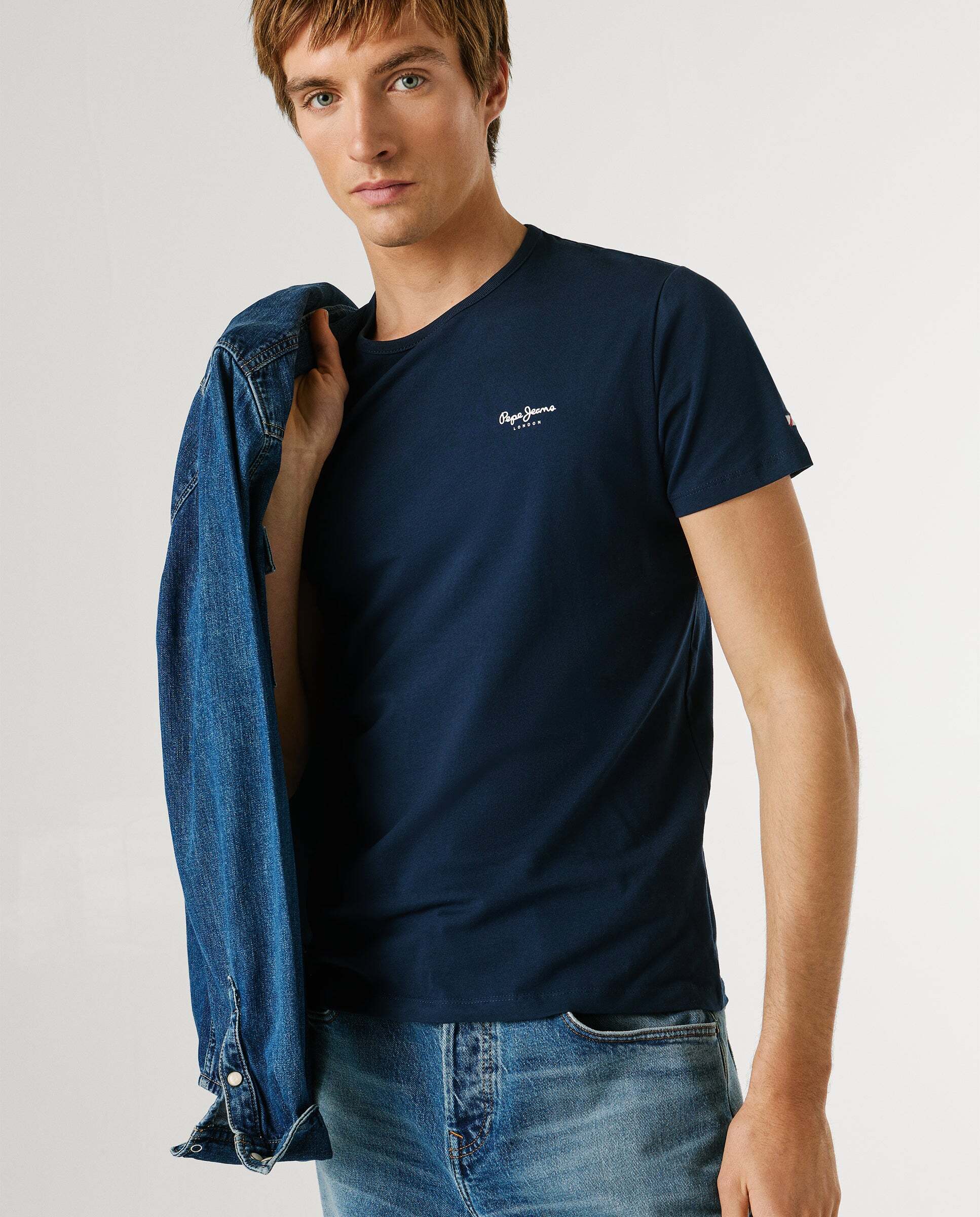 Camiseta de hombre ajustada con logotipo - Pepe Jeans - Azul marino Azul marino-7