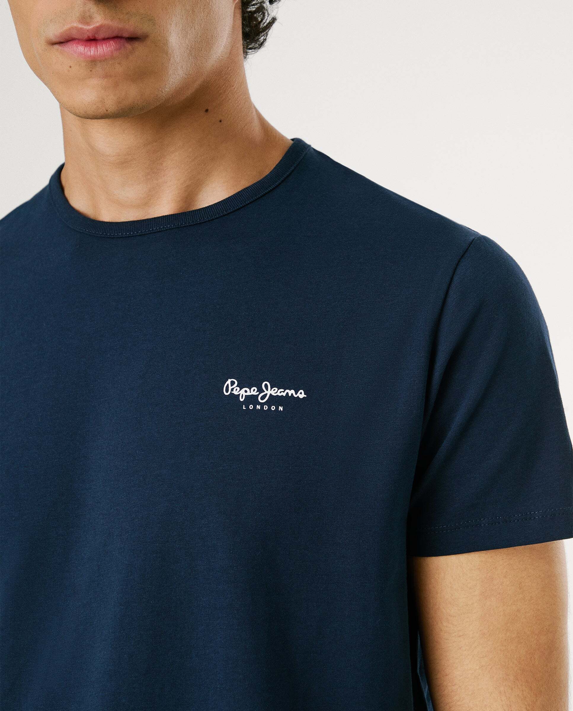 Camiseta de hombre ajustada con logotipo - Pepe Jeans - Azul Azul-4