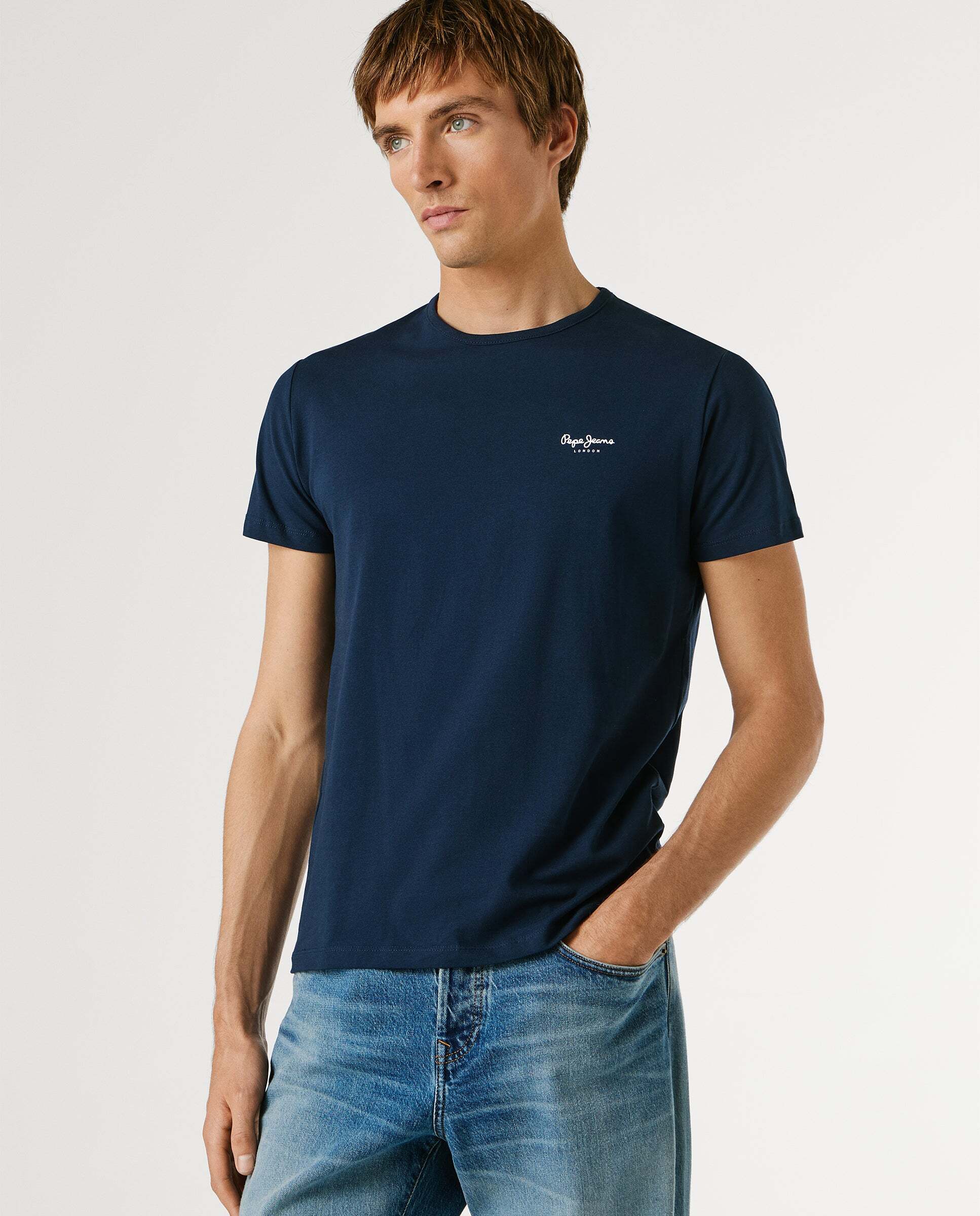 Camiseta de hombre ajustada con logotipo - Pepe Jeans - Azul Azul-6