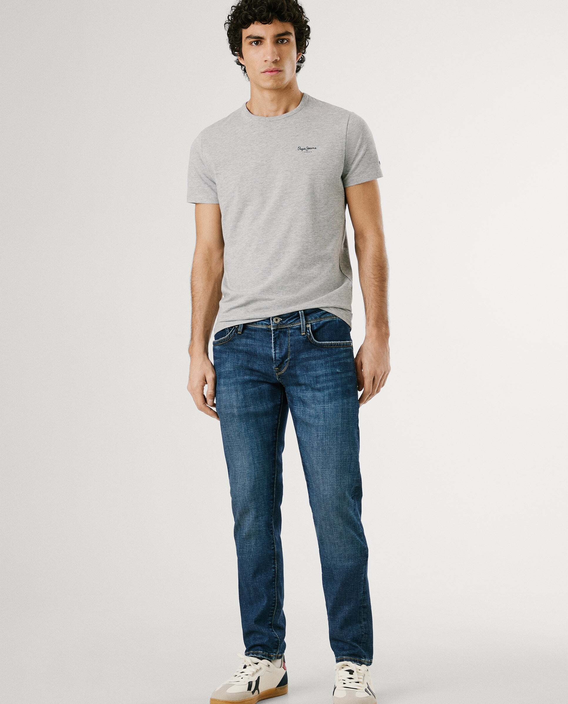 Camiseta de hombre ajustada con logotipo - Pepe Jeans - Gris Gris-2