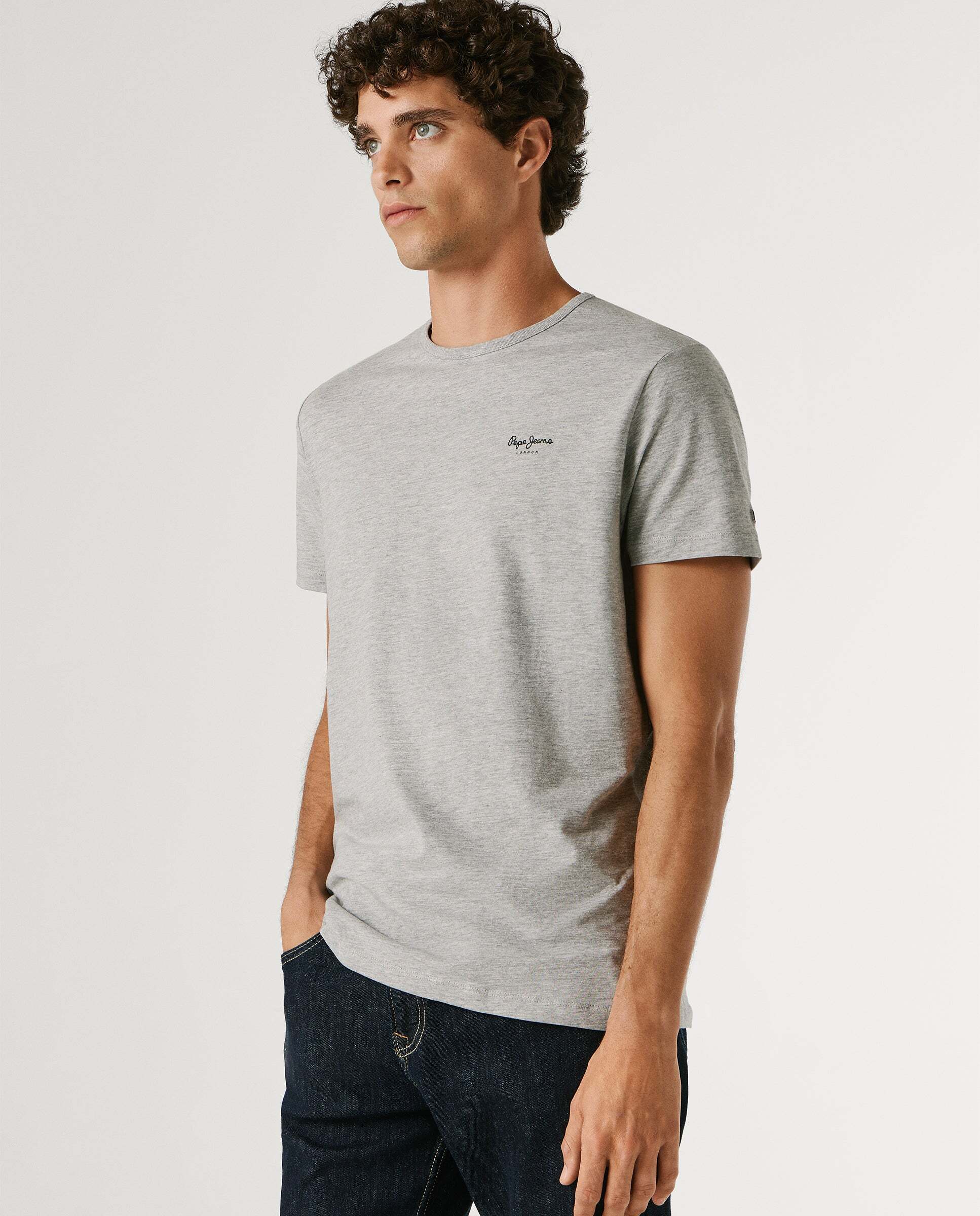 Camiseta de hombre ajustada con logotipo - Pepe Jeans - Gris Gris-6