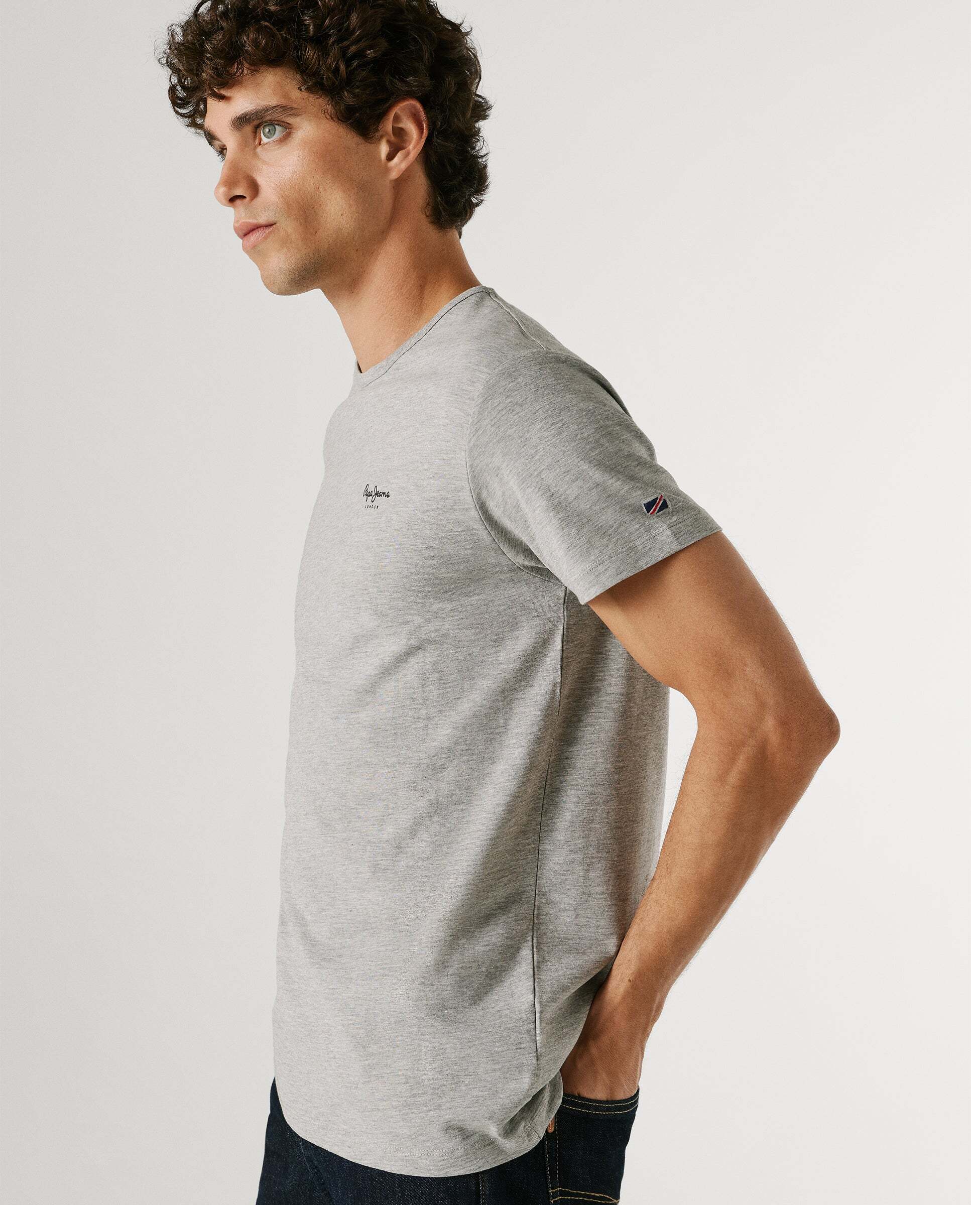 Camiseta de hombre ajustada con logotipo - Pepe Jeans - Gris Gris-7