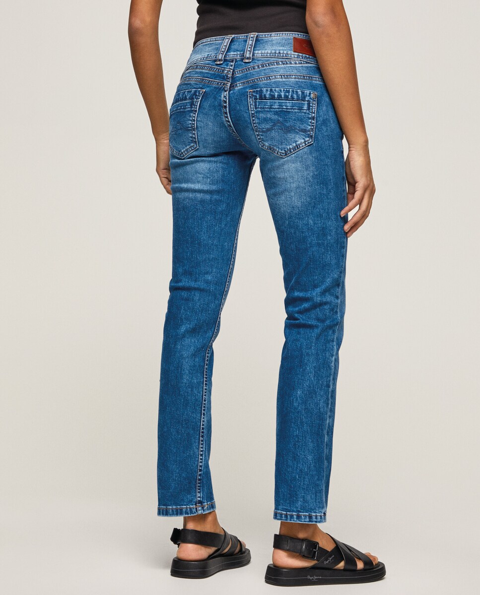 Pantalón Vaquero Nina Carter Para Mujer - Corte A, Lavado Desgastado, Elástico