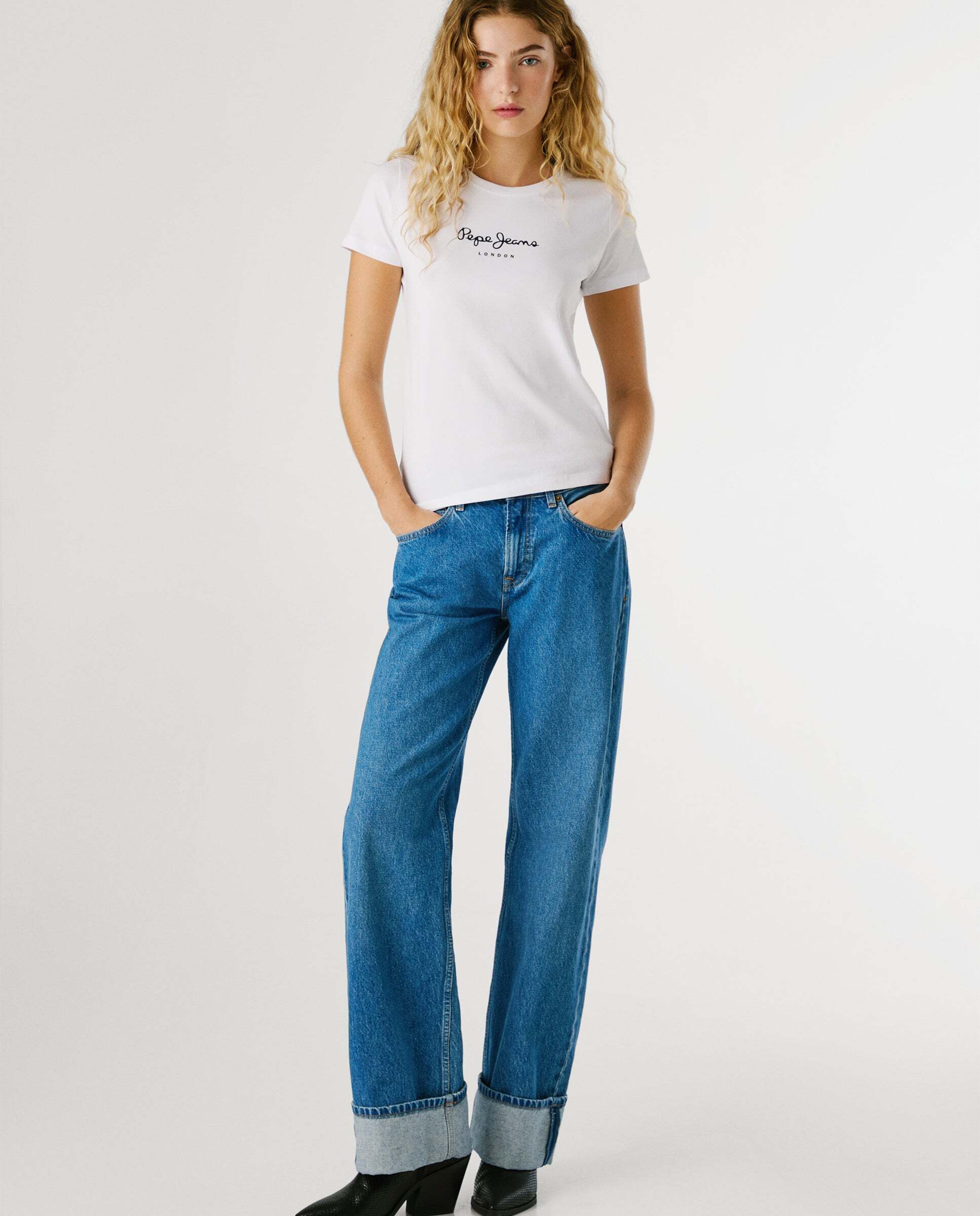 Camiseta de mujer manga corta con logo estampado - Pepe Jeans - Blanco Blanco-2
