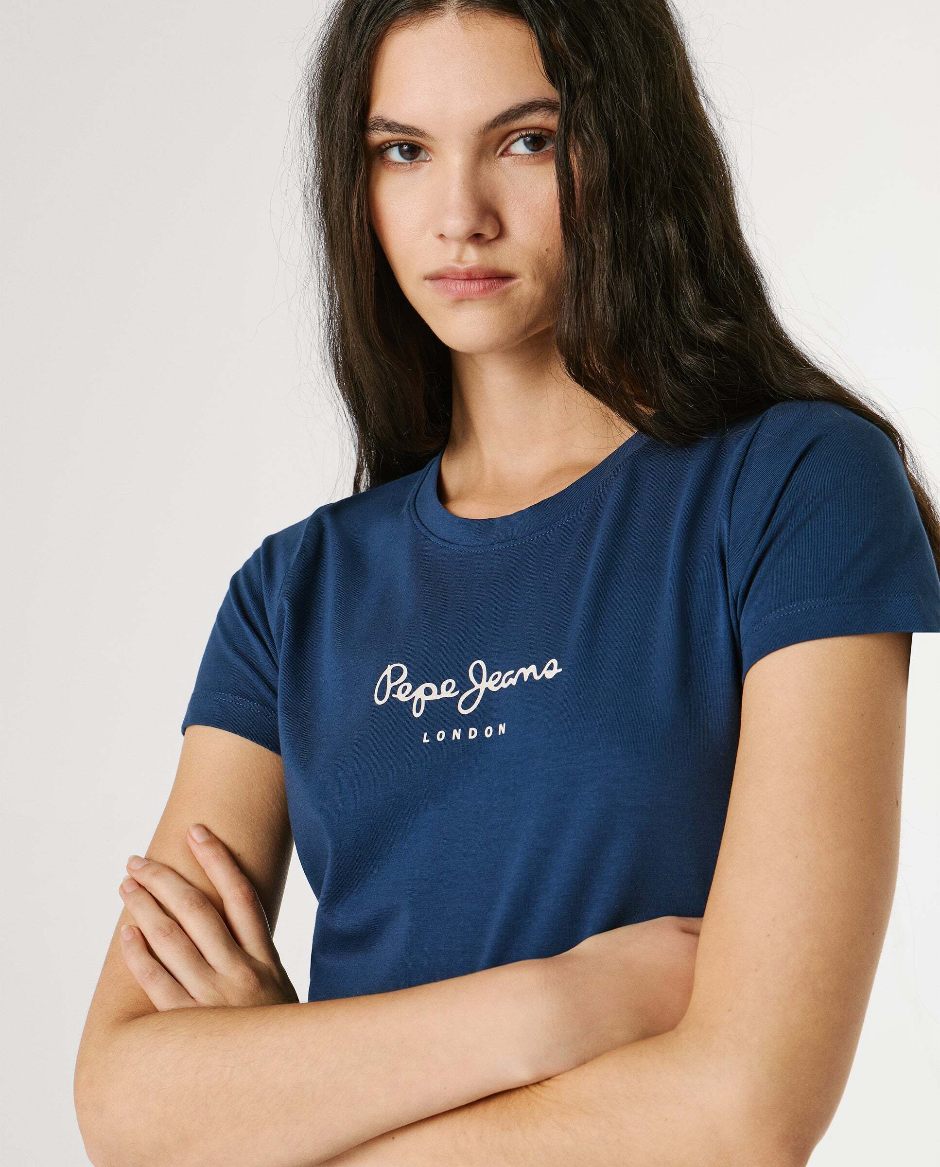 Camiseta de mujer manga corta con logo estampado - Pepe Jeans - Azul marino Azul marino-3