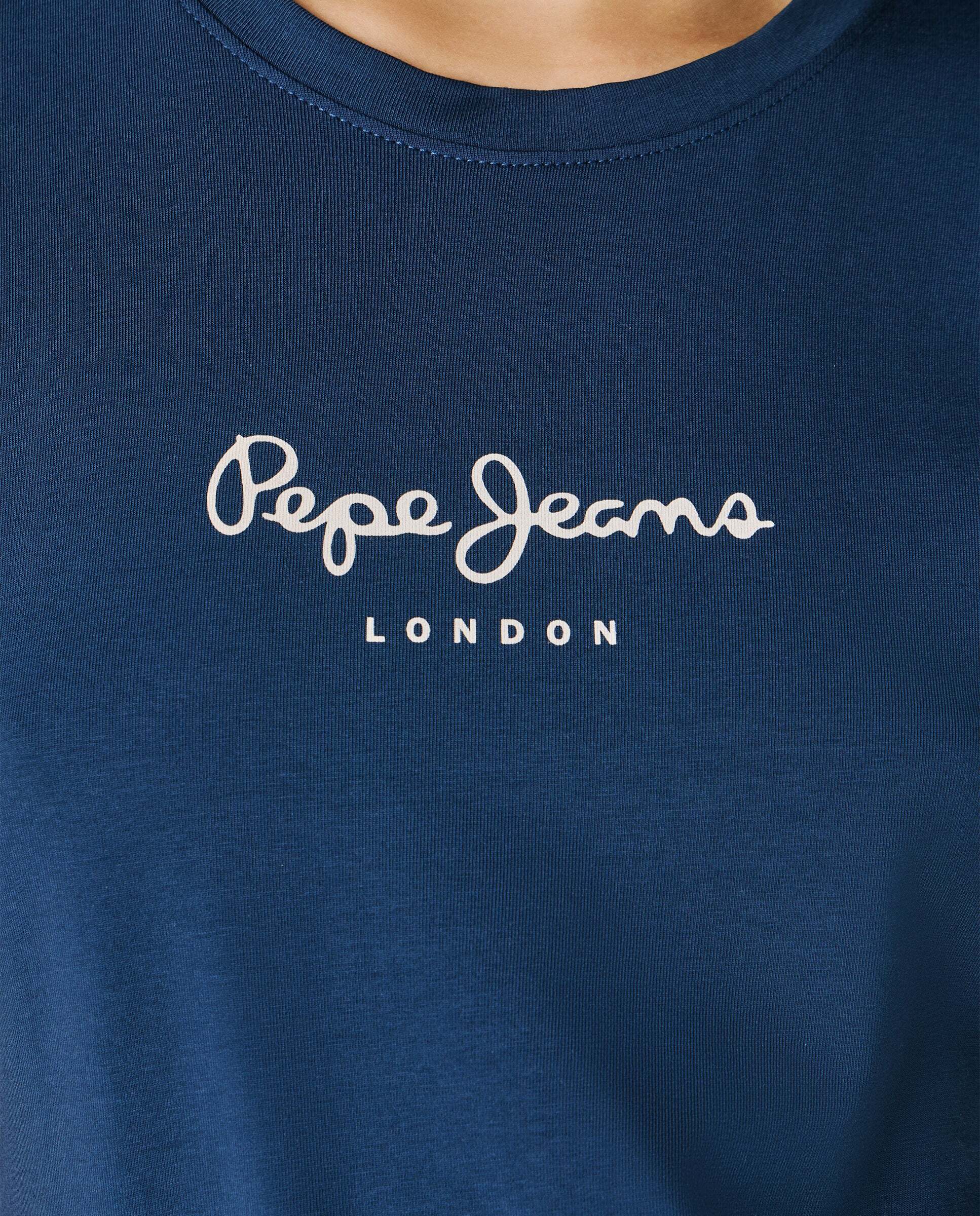 Camiseta de mujer manga corta con logo estampado - Pepe Jeans - Azul marino Azul marino-4
