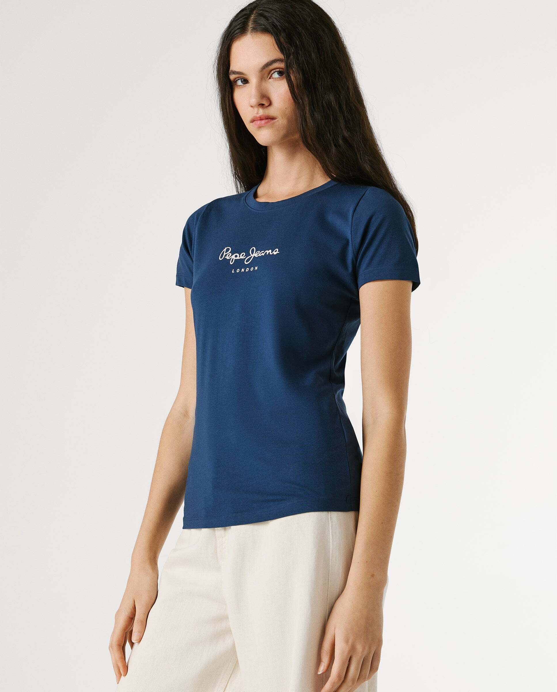 Camiseta de mujer manga corta con logo estampado - Pepe Jeans - Azul marino Azul marino-5