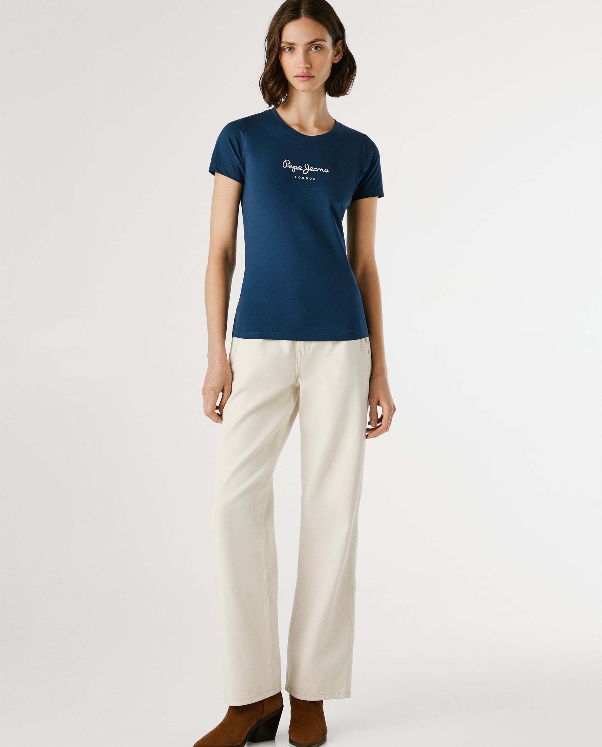 Camiseta de mujer manga corta con logo estampado - Pepe Jeans - Azul Azul-2