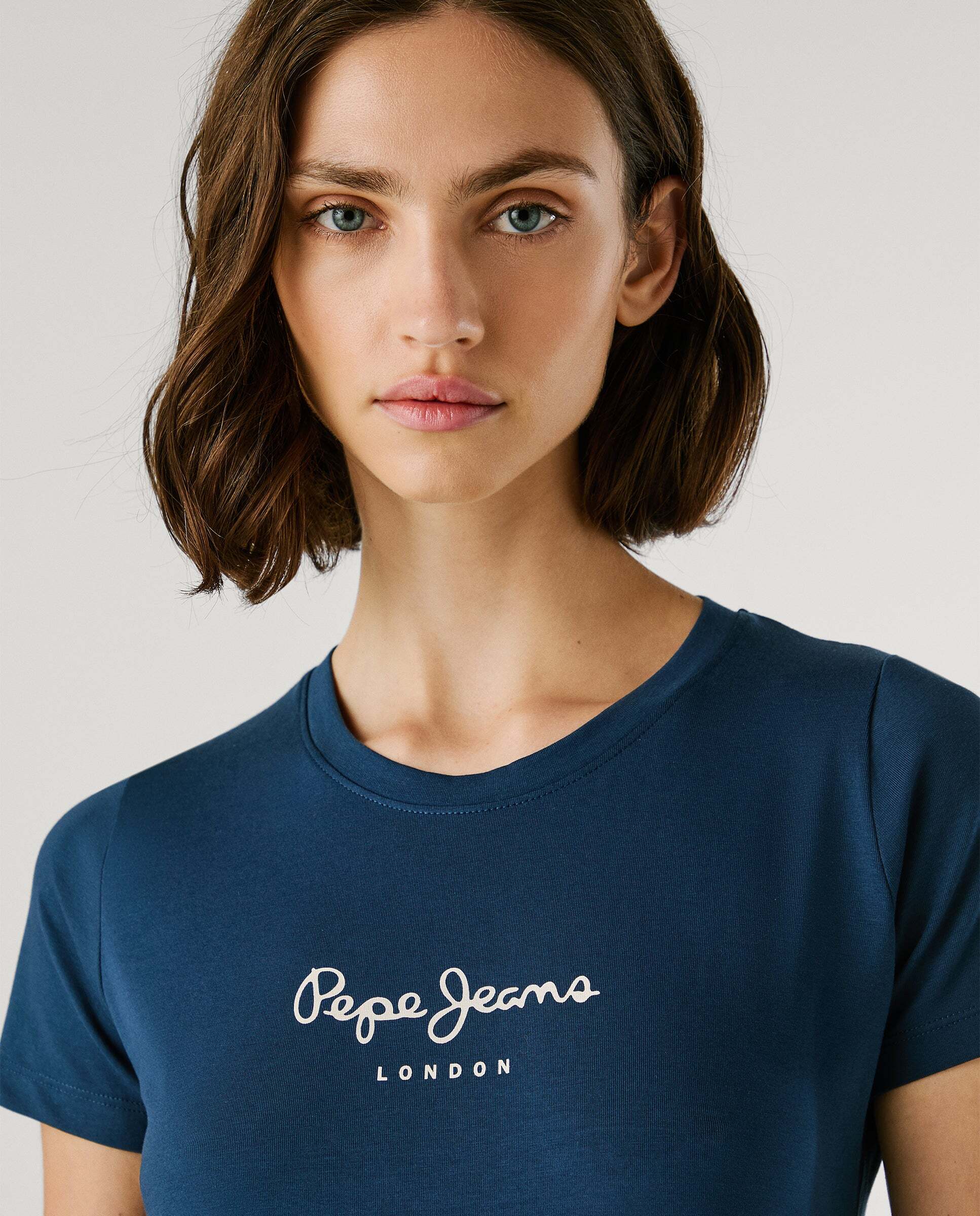 Camiseta de mujer manga corta con logo estampado - Pepe Jeans - Azul Azul-4