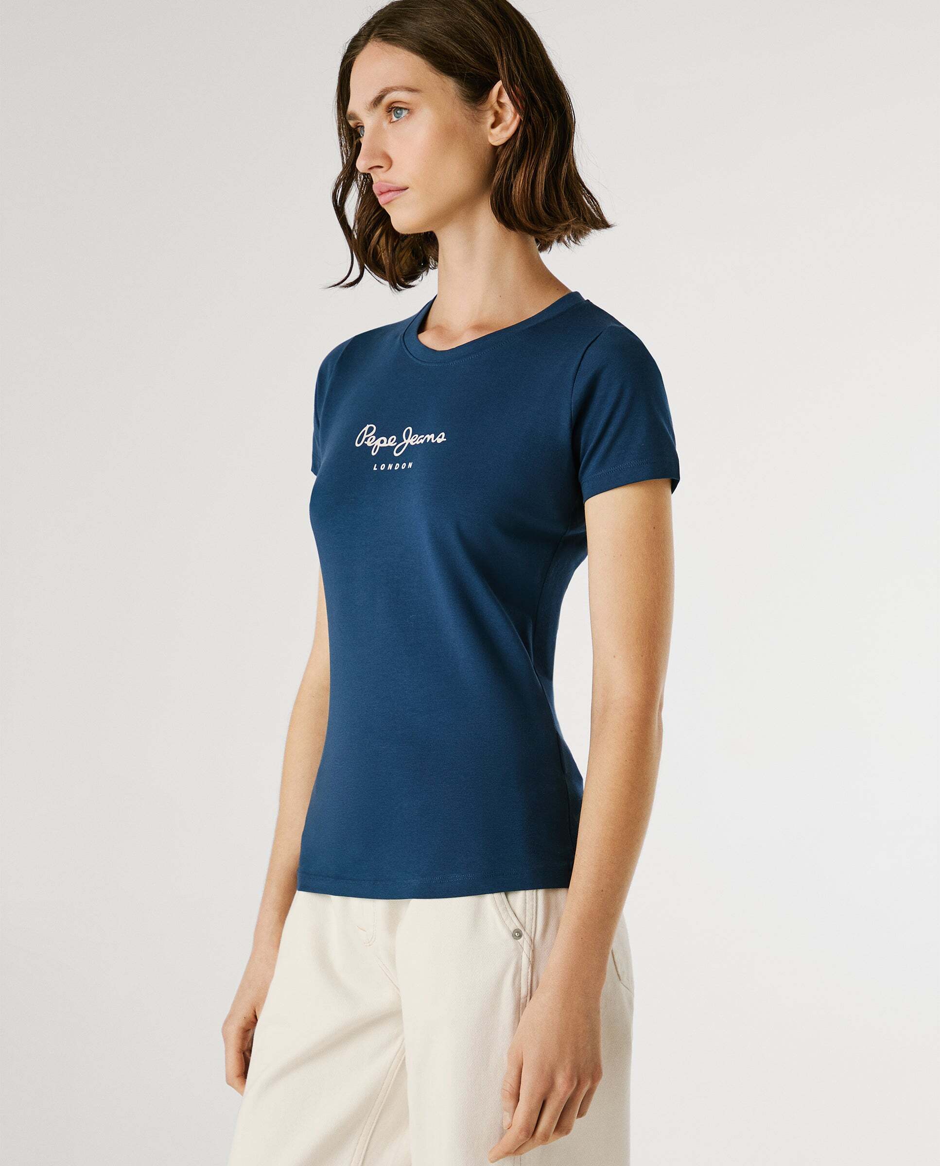 Camiseta de mujer manga corta con logo estampado - Pepe Jeans - Azul Azul-5