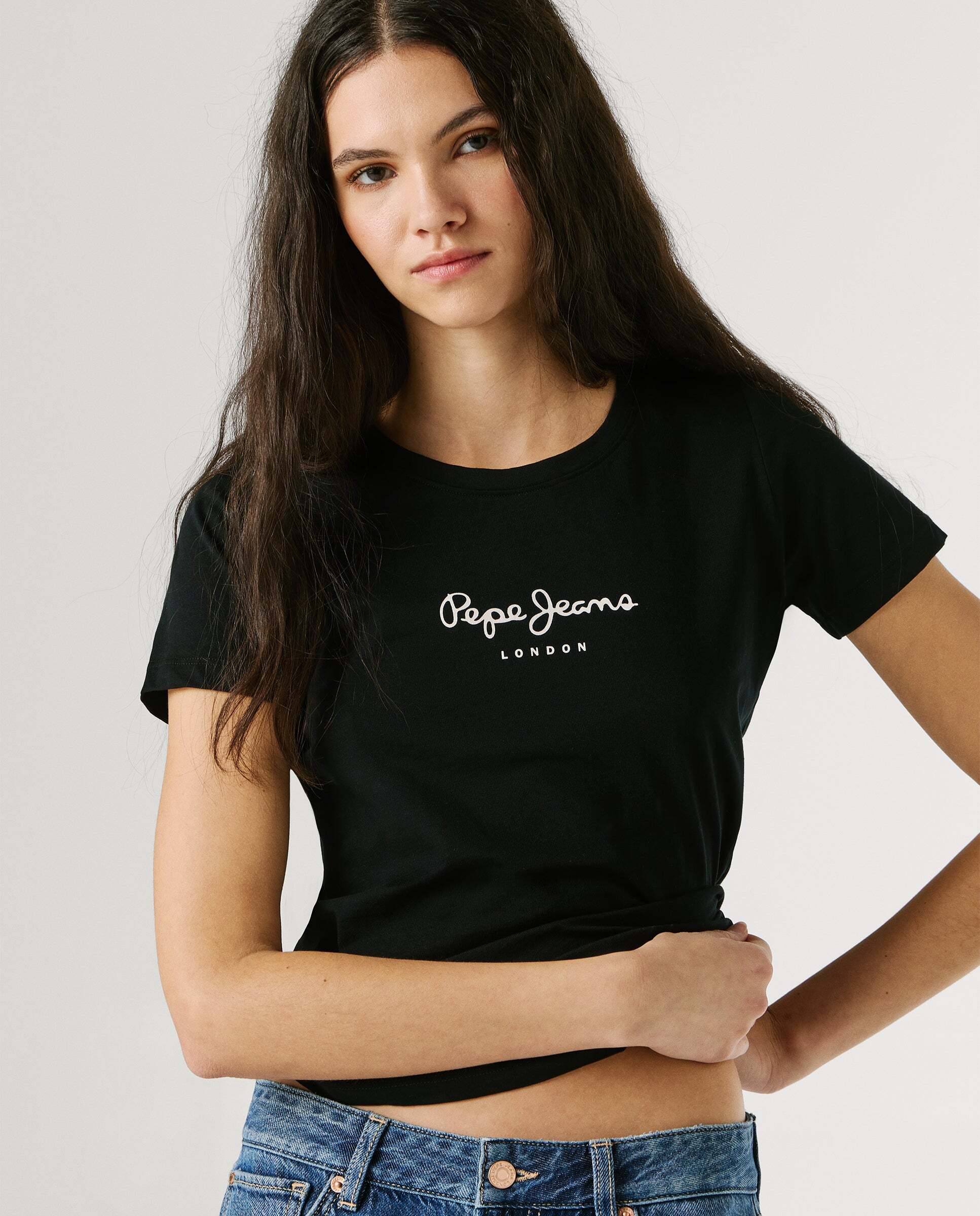 Camiseta de mujer manga corta con logo estampado - Pepe Jeans - Negro Negro-7