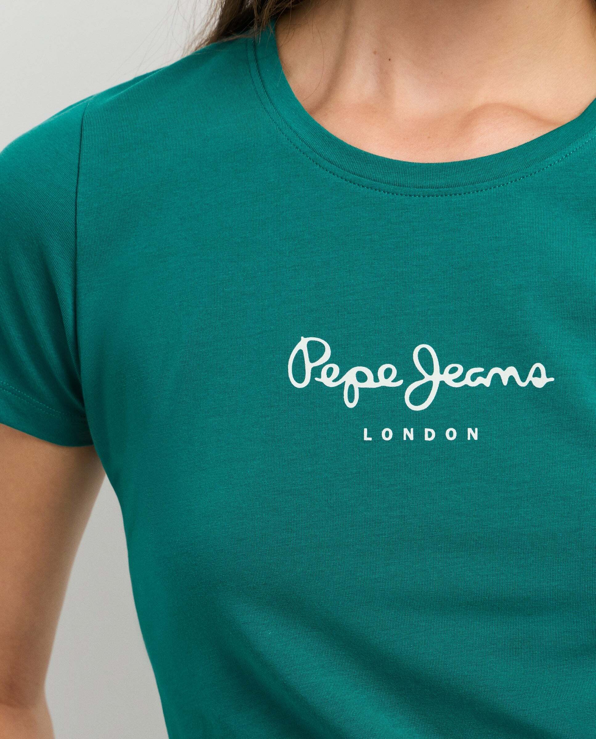 Camiseta de mujer manga corta con logo estampado - Pepe Jeans - Verde azulado Verde azulado-4
