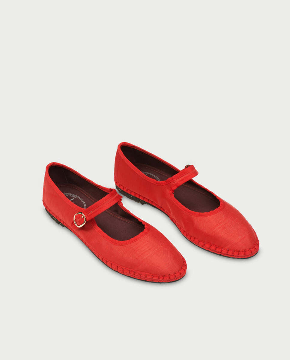Merceditas planas de mujer en terciopelo - Flabelus - Rojo / Negro Rojo / Negro-3