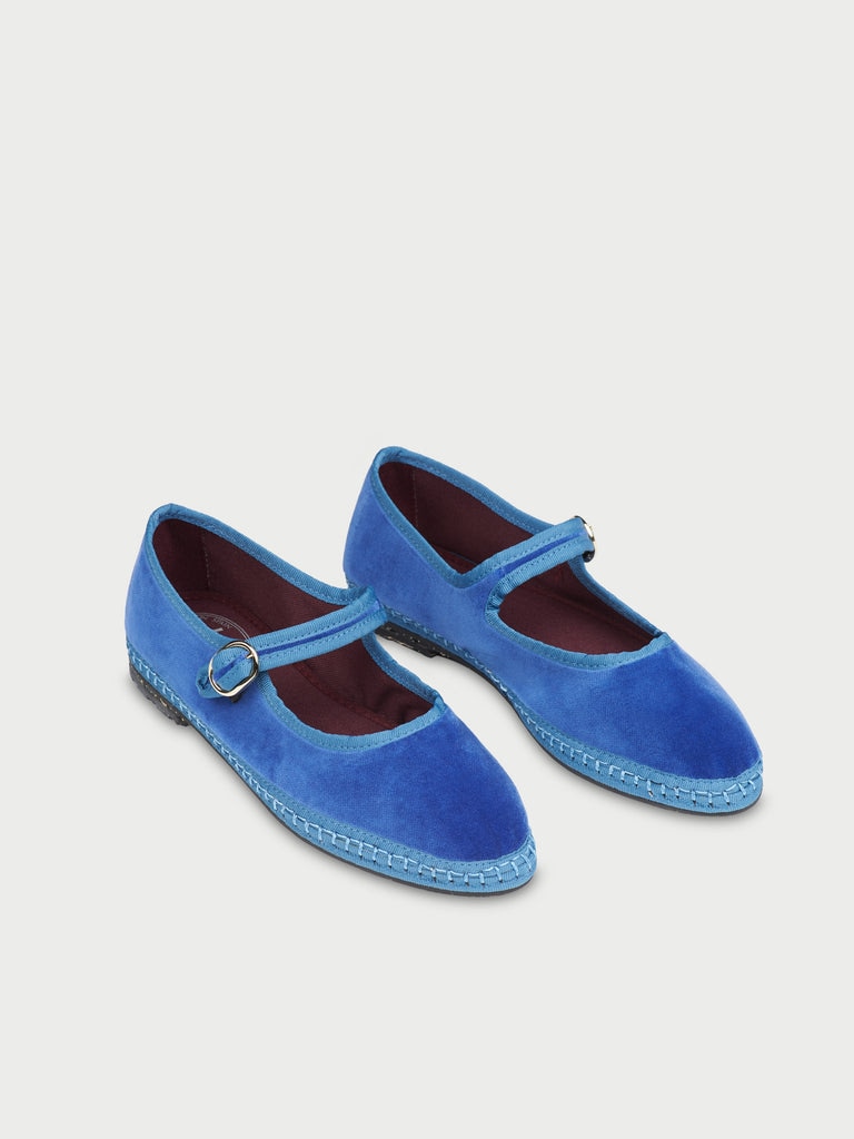 Merceditas de mujer en terciopelo - Flabelus - Azul Azul-4