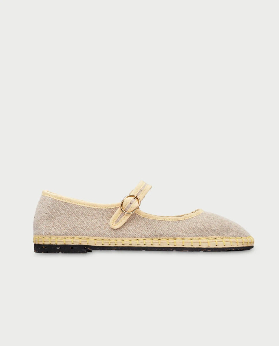 Merceditas planas de mujer en terciopelo - Flabelus - Blanco / Amarillo Blanco / Amarillo-1