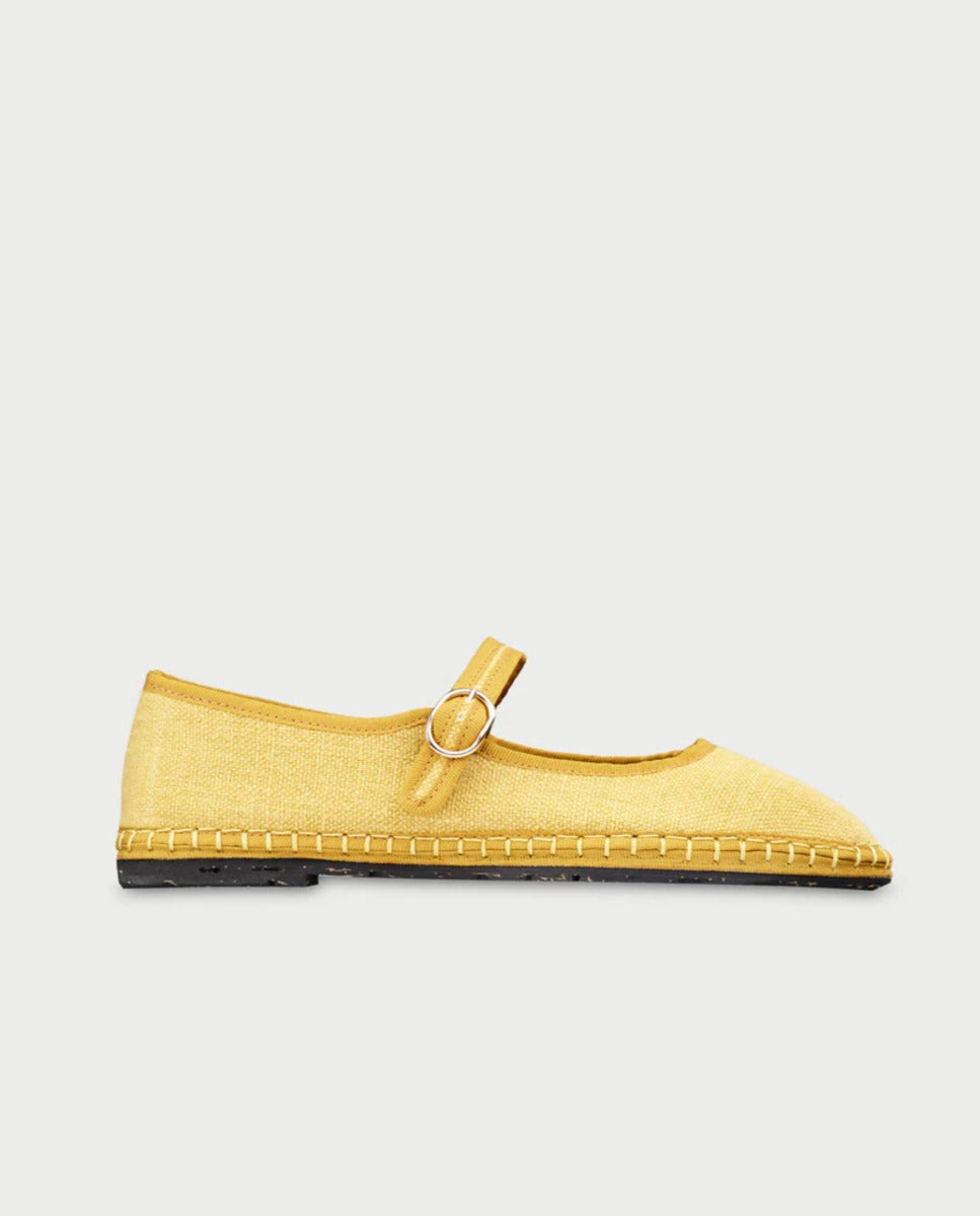 Merceditas planas de mujer en terciopelo - Flabelus - Amarillo / Negro Amarillo / Negro-1