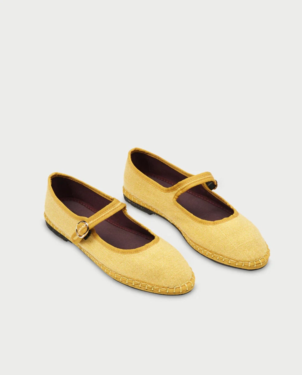 Merceditas planas de mujer en terciopelo - Flabelus - Amarillo / Negro Amarillo / Negro-3