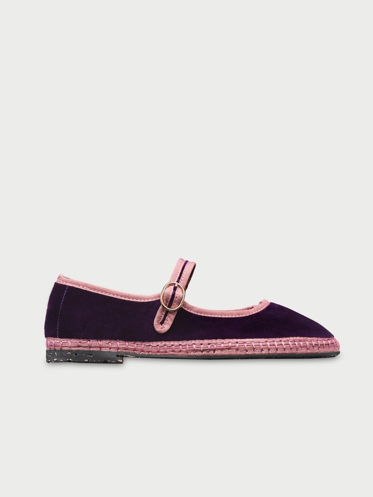 Merceditas de mujer en terciopelo - Flabelus - Fucsia Fucsia-1