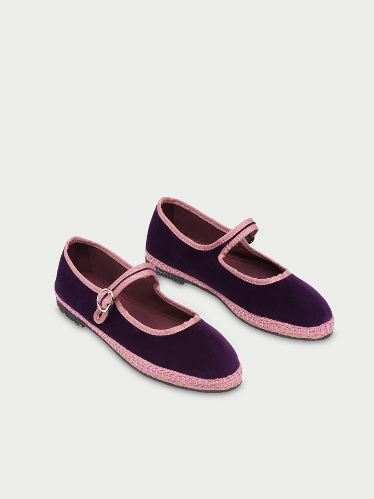 Merceditas de mujer en terciopelo - Flabelus - Fucsia Fucsia-3
