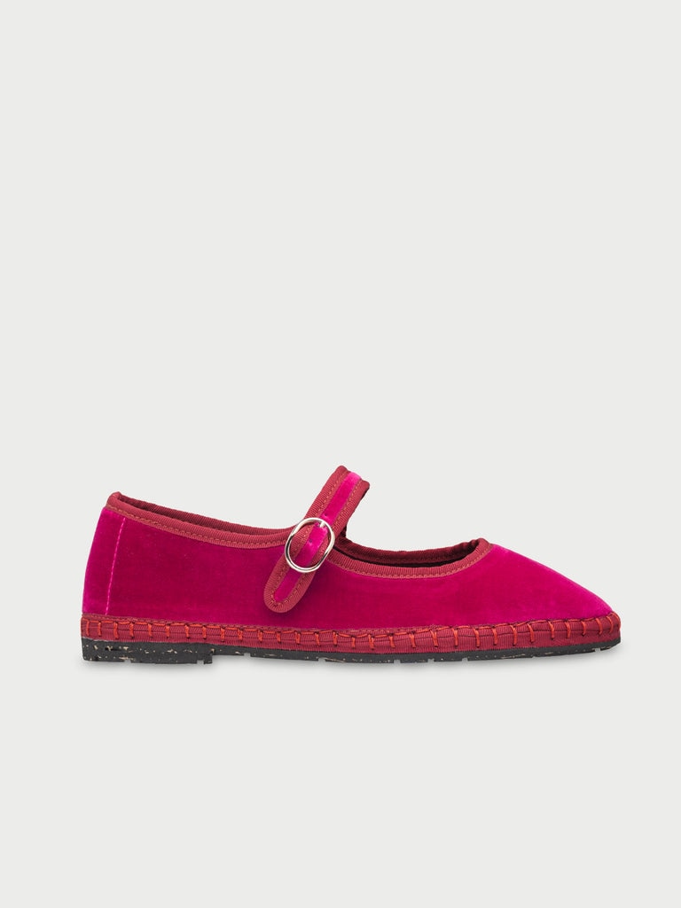 Merceditas de mujer en terciopelo - Flabelus - Fucsia Fucsia-1