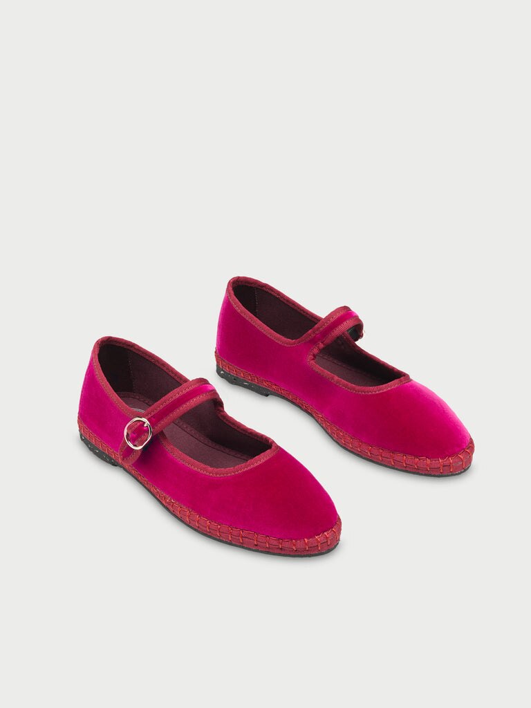 Merceditas de mujer en terciopelo - Flabelus - Fucsia Fucsia-4
