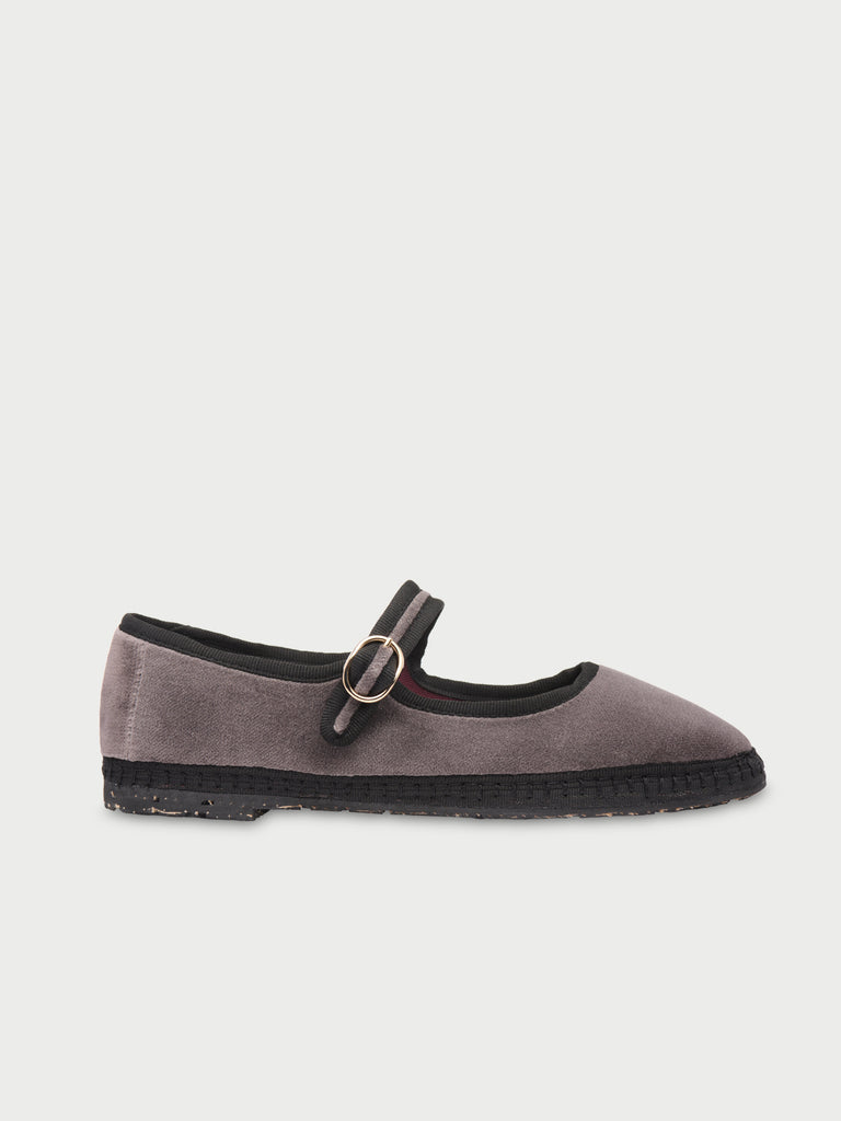 Merceditas de mujer en terciopelo - Flabelus - Gris Gris-1