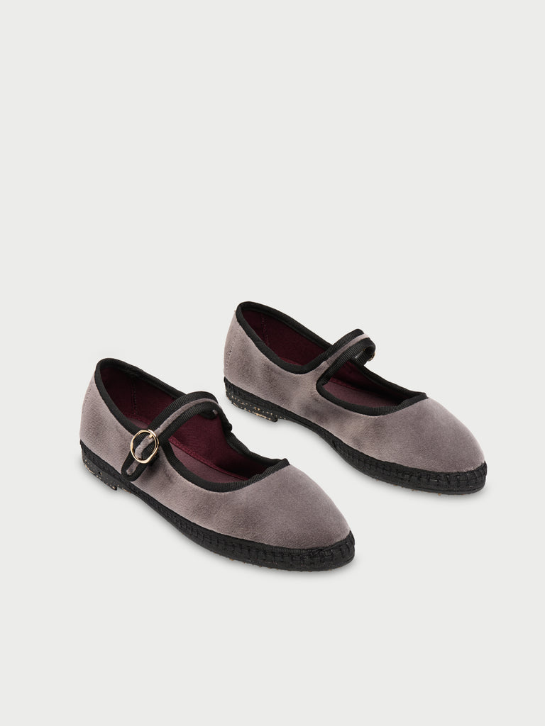 Merceditas de mujer en terciopelo - Flabelus - Gris Gris-4