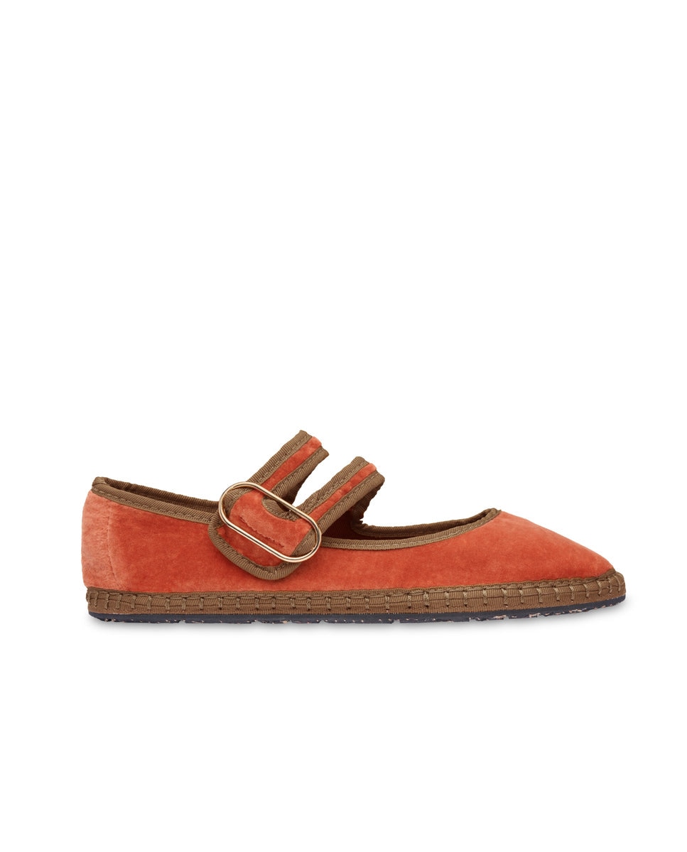Merceditas de mujer en terciopelo - Flabelus - Coral Coral-1