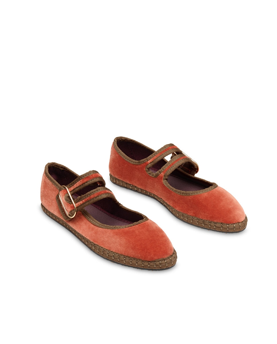 Merceditas de mujer en terciopelo - Flabelus - Coral Coral-3