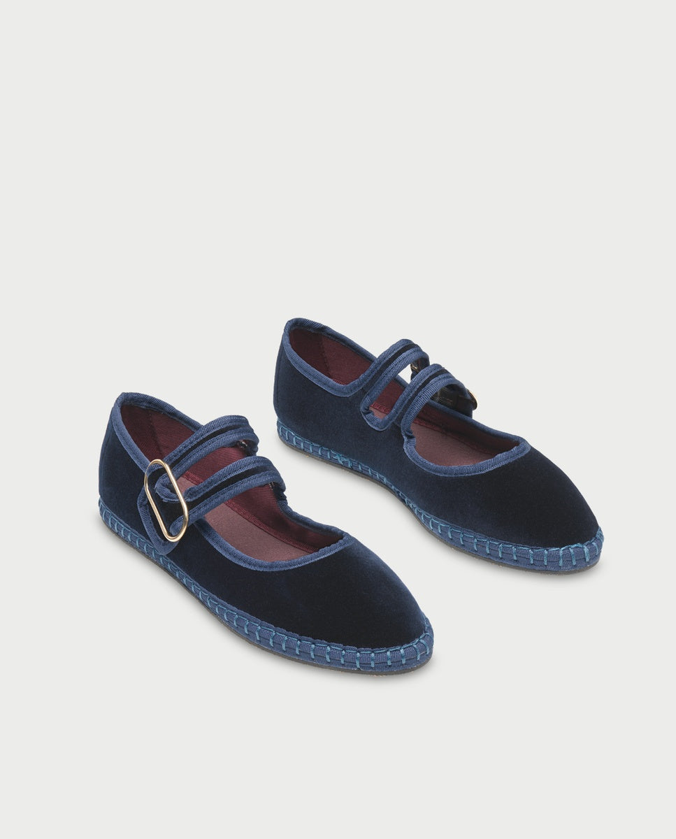 Merceditas de mujer terciopelo matilda - Flabelus - Azul marino Azul marino-3